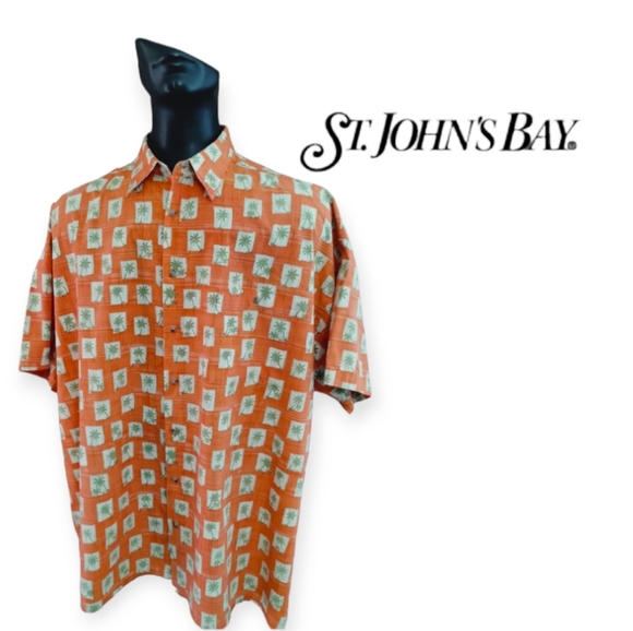 ST. John's Bay Size 4XL Island Bay Hawaiian Style Short Sleeve Shirt - Picture 6 of 6